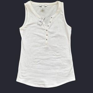 White House Black Market Ivory Henley Tank Top